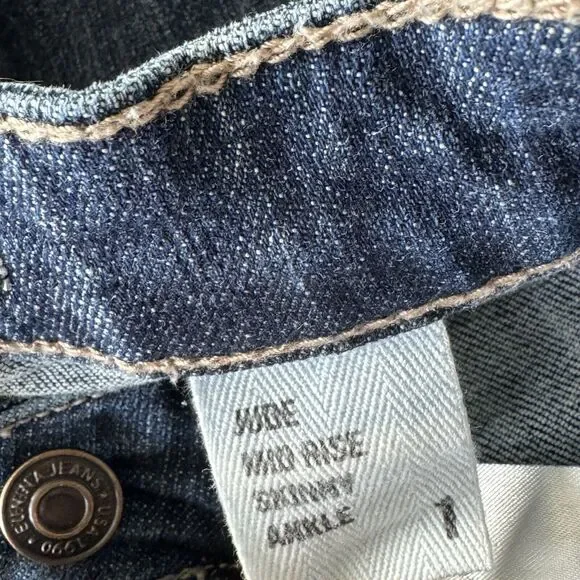 Eunina JRS SZ 1 Jude Skinny Ankle Jeans Mid-Rise Distressed Stretch Frayed Blue - Picture 8 of 11